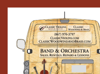 A thumbnail preview of a car wrap for Classic Violins I designed.